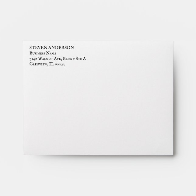 Modern Return Address Business Envelope (Front)