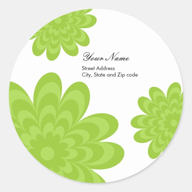 Modern Return Address Label - Green Floral (Front)
