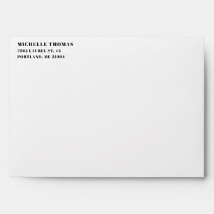 Modern Return Address Left Aligned Black White Envelope