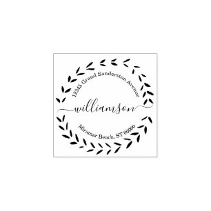 Modern Return Address Stamp Laurel Wreath