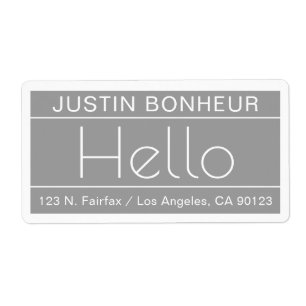 Modern Return Address w/word "Hello" Grey & White