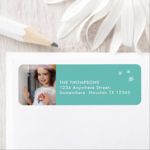Modern Return Nom Adresse Photo Turquoise