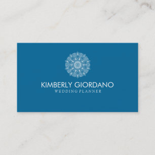 Modern Reversible White And Blue Lace Accents Business Card