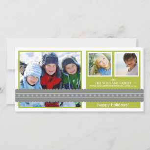 Modern Ribbon Custom Holiday Photo Card (lime)
