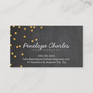 MODERN rich gold glitter confetti dots chalkboard Business Card