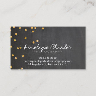 MODERN rich gold glitter confetti dots chalkboard Business Card