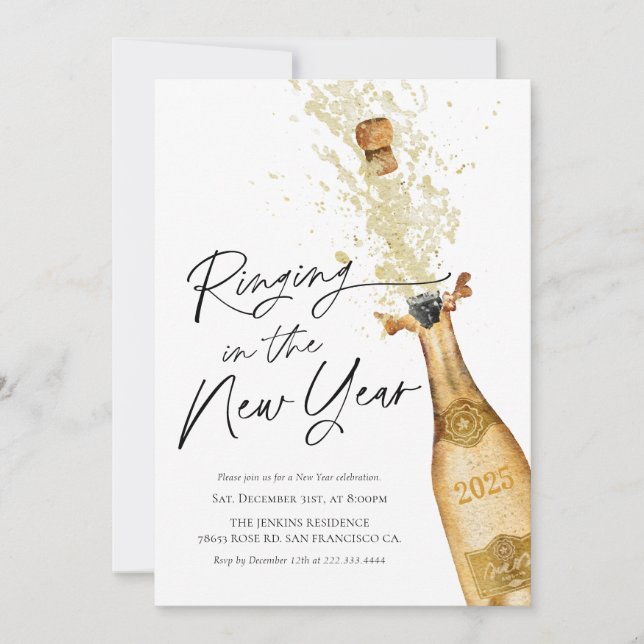 Modern Ringing in the New Year Party invitation (Front)