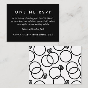 Modern Rings Black White Wedding Online RSVP Card
