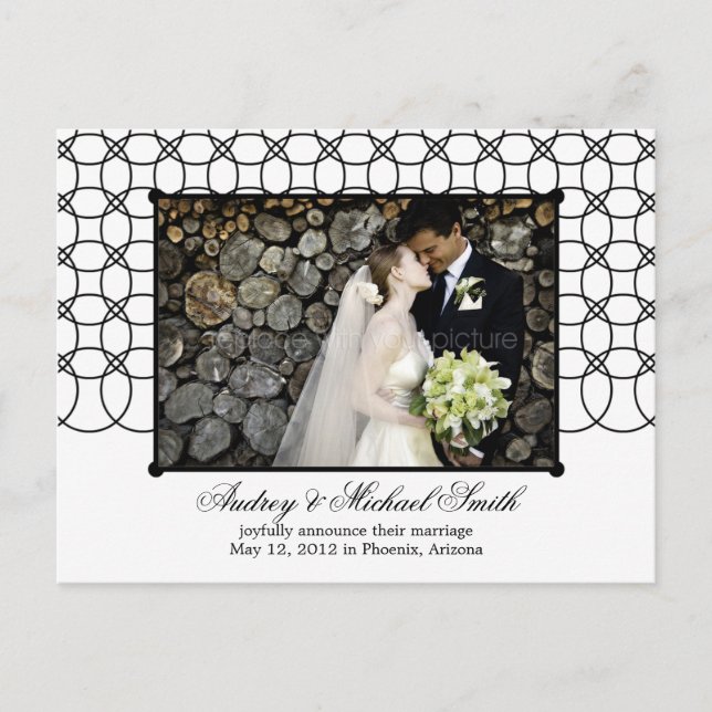 Modern Rings Wedding Announcement/Save The Date Announcement Postcard (Front)