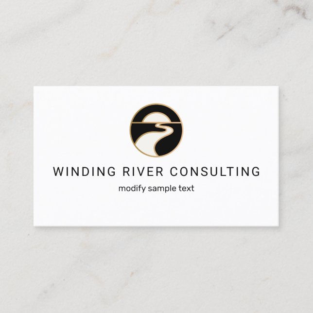 Modern River Sun Horizon Professional Logo Business Card (Front)