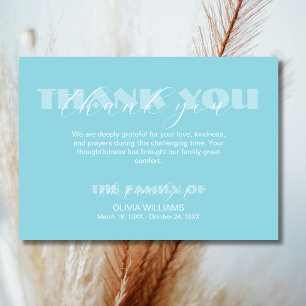 Modern Robin egg blue Traditional Funeral Thank You Card