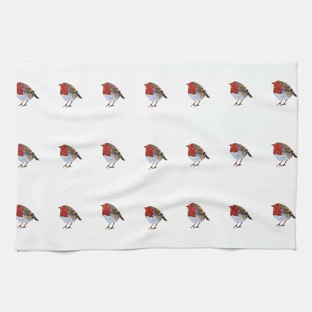 Modern Robin Illustration Kitchen Towel (Horizontal)
