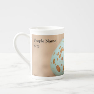 Modern Robin's Egg Speckle Personalized Bone China Mug