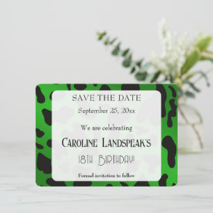 Modern Rodeo Birthday Emerald Green Cow Print 