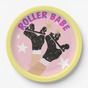 Modern Roller Babe Skater Derby Skating Gift Paper Plate