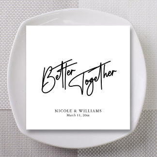 Modern Romance: Black Script Wedding Napkins