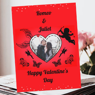 Modern Romance Cute Red Cupid Photo Valentines Day Holiday Postcard