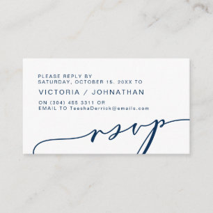 Modern Romance, NAVY BLUE, Wedding RSVP Enclosure Card