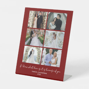 Modern Romantic 6 Photo Collage Valentine’s Day Pedestal Sign