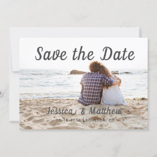 Modern Romantic Beach 3 Photos of Couple Save The Date