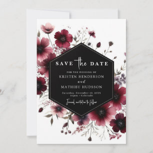 Modern Romantic Burgundy Wedding  Save The Date