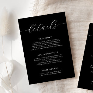 Modern Romantic Calligraphy Black Wedding Details Enclosure Card