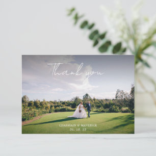 Modern Romantic Couple Photo Wedding Thank You Card