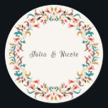 Modern Romantic Elegant Floral Wreath Wedding Classic Round Sticker<br><div class="desc">Beautiful Invitation to celebrate Special occasions and festivals comes with digital and E-invitation as per your request. We would love to replicate our designs to make multiple products like rsvp cards, labels envelopes, and more. Customization is available for ready to print on request at info@shamaurcreatif@gmail.com. Look Forward to hearing from...</div>