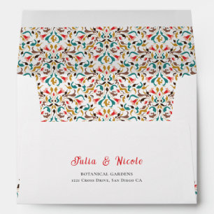 Modern Romantic Elegant Floral Wreath Wedding Envelope