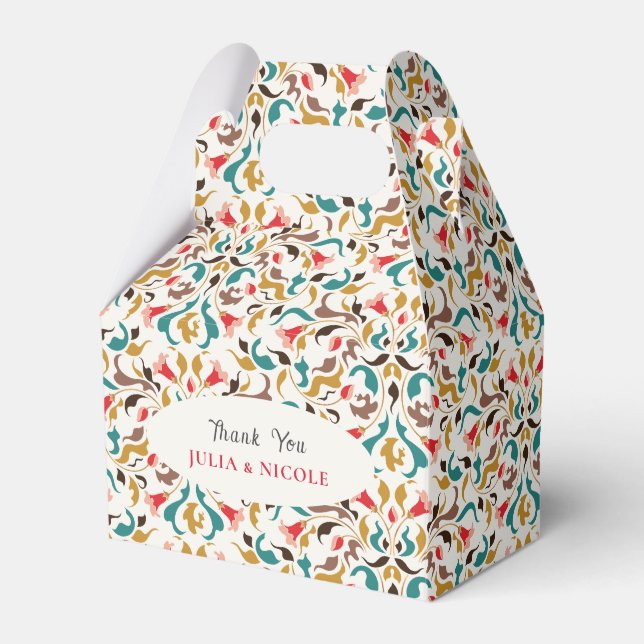 Modern Romantic Elegant Floral Wreath Wedding Favor Box (Front Side)