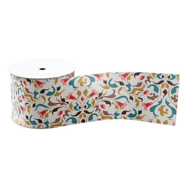 Modern Romantic Elegant Floral Wreath Wedding Grosgrain Ribbon (Spool)