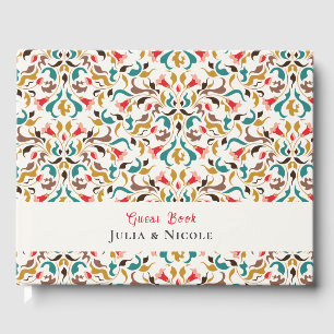 Modern Romantic Elegant Floral Wreath Wedding Guest Book