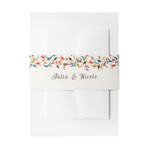 Modern Romantic Elegant Floral Wreath Wedding Invitation Belly Band