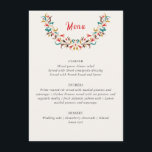 Modern Romantic Elegant Floral Wreath Wedding Menu<br><div class="desc">Beautiful Invitation to celebrate Special occasions and festivals comes with digital and E-invitation as per your request. We would love to replicate our designs to make multiple products like rsvp cards, labels envelopes, and more. Customization is available for ready to print on request at info@shamaurcreatif@gmail.com. Look Forward to hearing from...</div>
