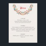 Modern Romantic Elegant Floral Wreath Wedding Menu<br><div class="desc">Beautiful Invitation to celebrate Special occasions and festivals comes with digital and E-invitation as per your request. We would love to replicate our designs to make multiple products like rsvp cards, labels envelopes, and more. Customization is available for ready to print on request at info@shamaurcreatif@gmail.com. Look Forward to hearing from...</div>