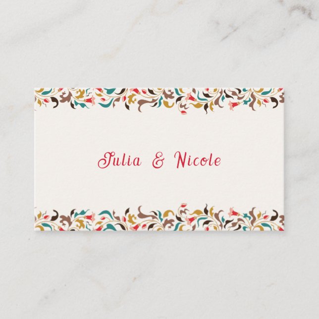 Modern Romantic Elegant Floral Wreath Wedding Place Card (Front)