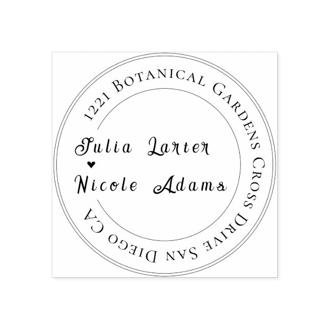 Modern Romantic Elegant Floral Wreath Wedding Rubber Stamp (Imprint)