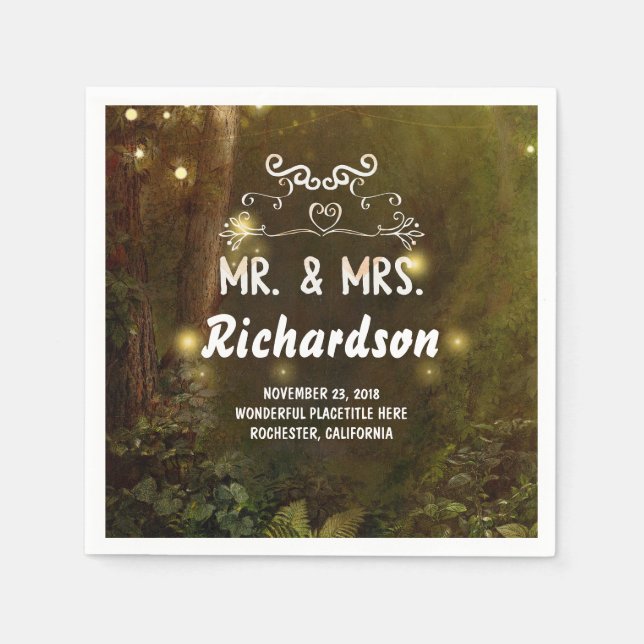 Modern & Romantic Enchanted Forest Wedding Napkin (Front)