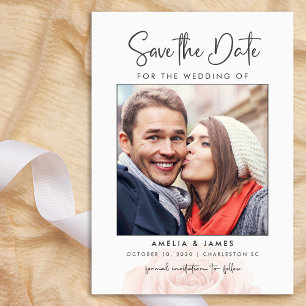 Modern Romantic Floral Photo Wedding Save the Date