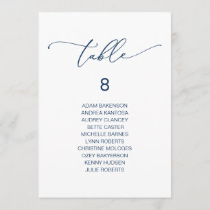 Modern Romantic Guests Seating Chart Table Card