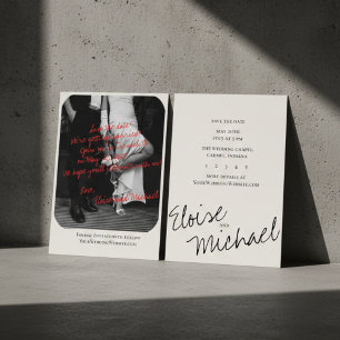 Modern Romantic Handwritten Photo Save the Date Invitation