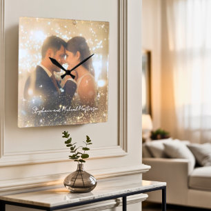 Modern Romantic Love Keepsake Trust Magic Wedding Square Wall Clock