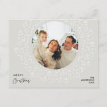 Modern Romantic, Merry Christmas Family Photo Post Postcard<br><div class="desc">Merry Christmas. Celebrate the season with this family photo postcard It is fully customisable and personalised with your own greeting messages. Please add your return address for easy mailing. It is simple, easy, yet modern minimalist and festive. This is the perfect postcard for sending your holiday wishes. Light Juniper Grey...</div>