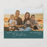 Modern Romantic, Merry Christmas Family Postcard<br><div class="desc">Merry Christmas. Celebrate the season with this family photo postcard, emerald green themed. It is fully customisable and personalised with your own greeting messages. Please add your return address for easy mailing. It is simple, easy, yet modern minimalist and festive. This is the perfect postcard for sending your holiday wishes....</div>