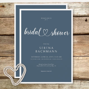 Modern Romantic Minimal Blue Bridal Shower Invitation