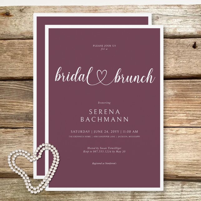 Modern Romantic Minimal Burgundy Bridal Brunch Invitation (Modern Romantic Minimal Burgundy Bridal Brunch Invitation)
