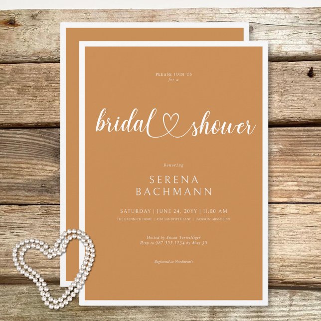 Modern Romantic Minimal Rust Bridal Shower Invitation (Modern Romantic Minimal Rust Bridal Shower Invitation)