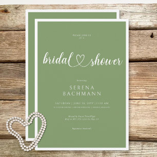 Modern Romantic Minimal Sage Green Bridal Shower Invitation
