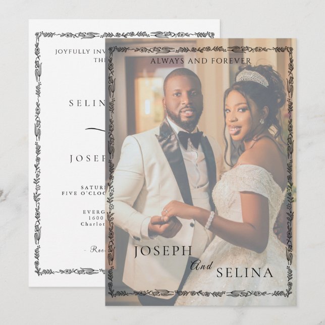  Modern Romantic Minimalist Full Photo Wedding  Invitation (Front/Back)