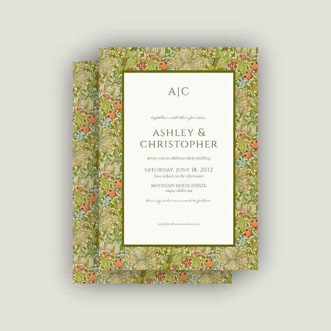 Modern Romantic Morris Floral Biscuit Wedding Invitation (Creator Uploaded)